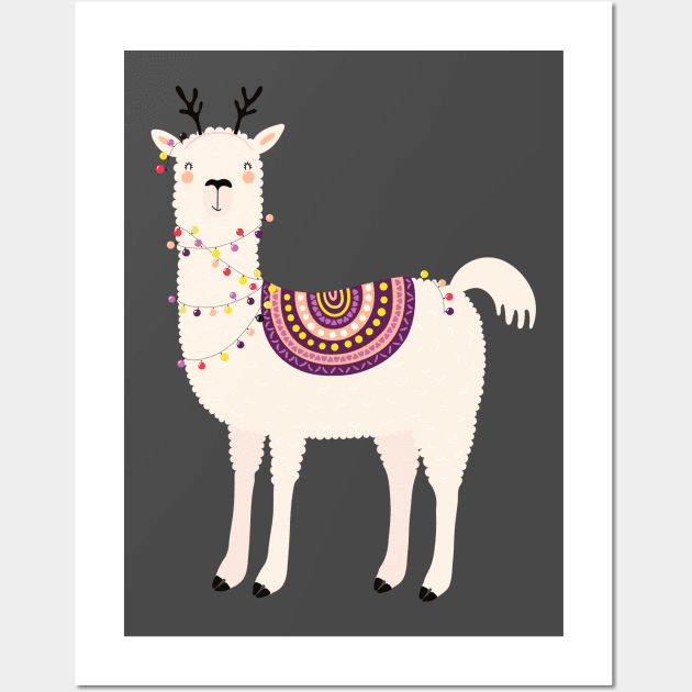 llama christmas lights Wall Art by UnikRay